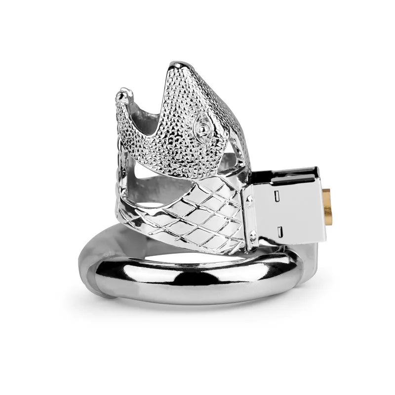 Stainless Steel Metal Snakehead Chastity Lock Chastitycage.cc