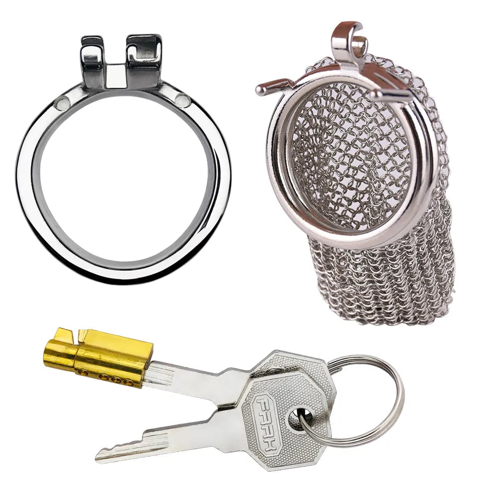 Chainmail Stainless Steel Mesh Chastity Cage - 4.33" Chastitycage.cc