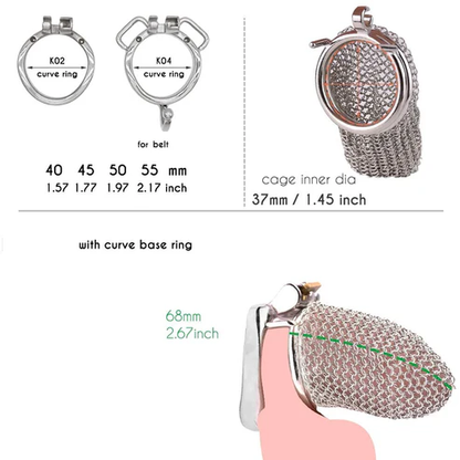 2.67" Stainless Steel Mesh Chastity Cage Chastitycage.cc