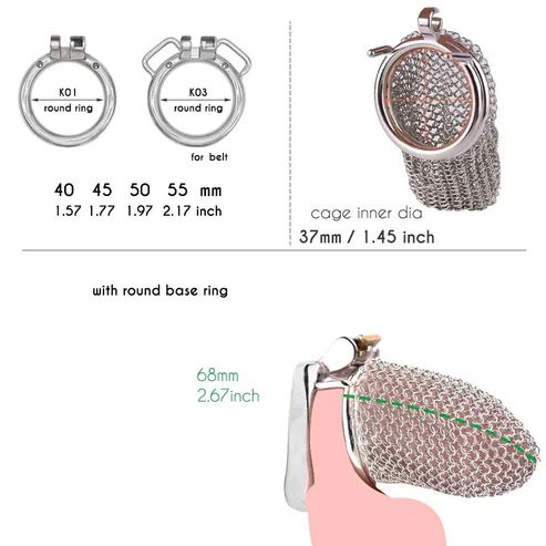 2.67" Stainless Steel Mesh Chastity Cage Chastitycage.cc