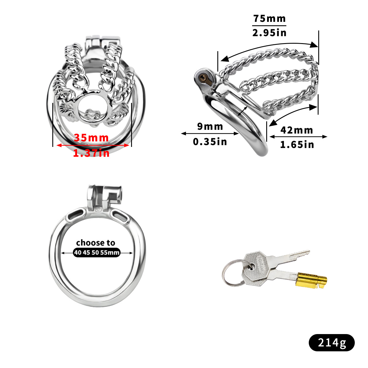 Chainmail Steel Chastity Cage with Belt Chastitycage.cc