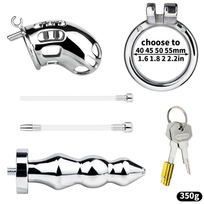 Spiked Male Chastity Cage with Anal Plug Chastitycage.cc