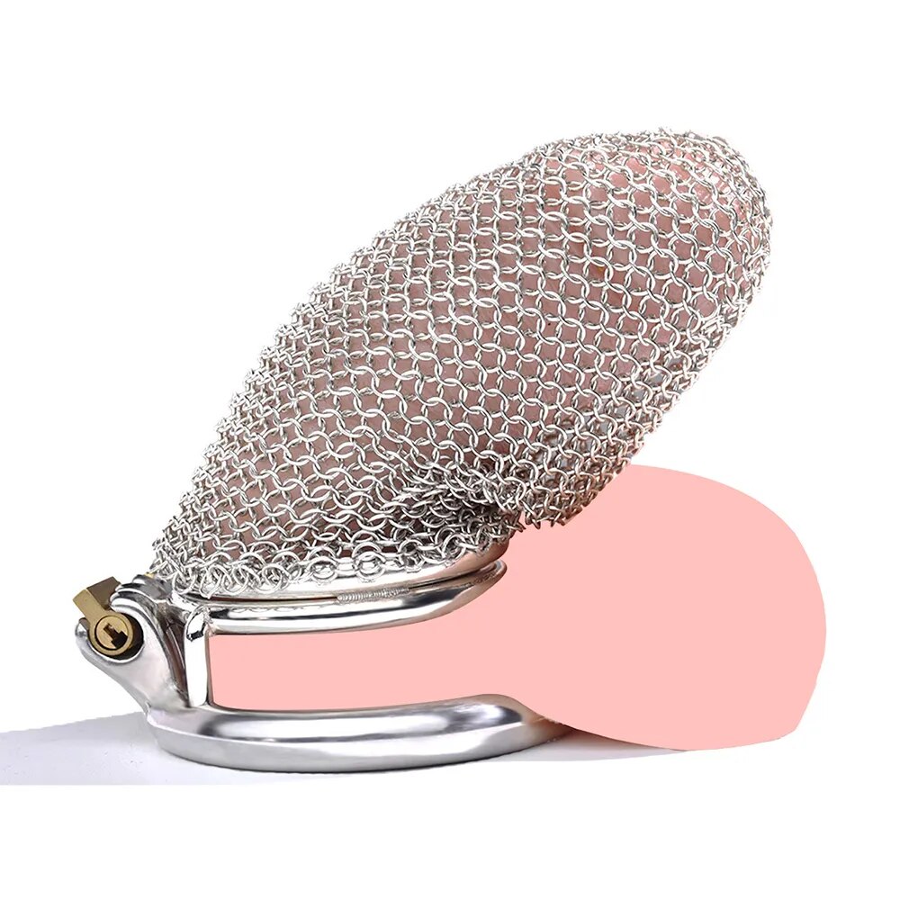 Chainmail Stainless Steel Mesh Chastity Cage - 4.33" Chastitycage.cc