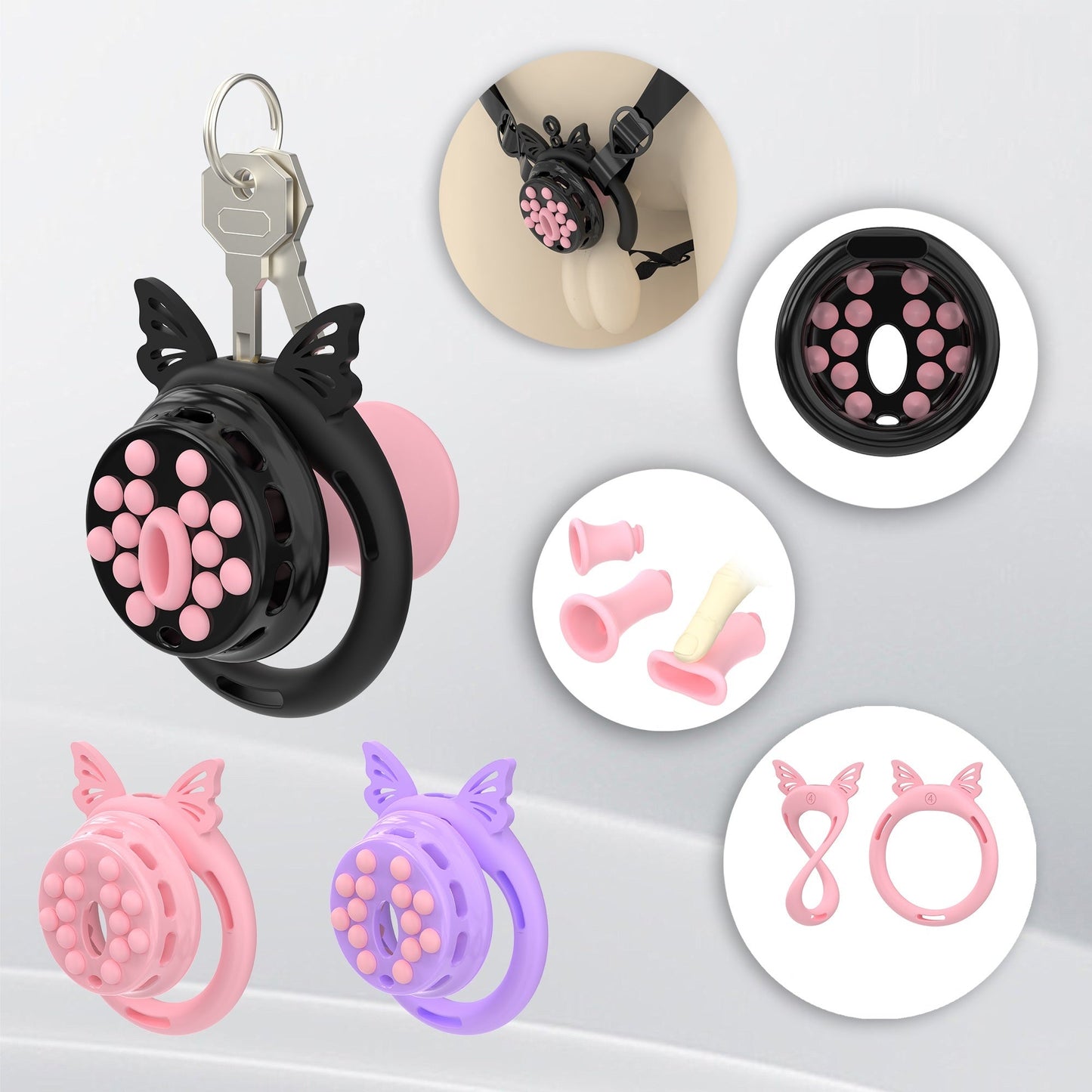 Breathable Panel‌ Chastity Cage With Silicone Rings Chastitycage.cc