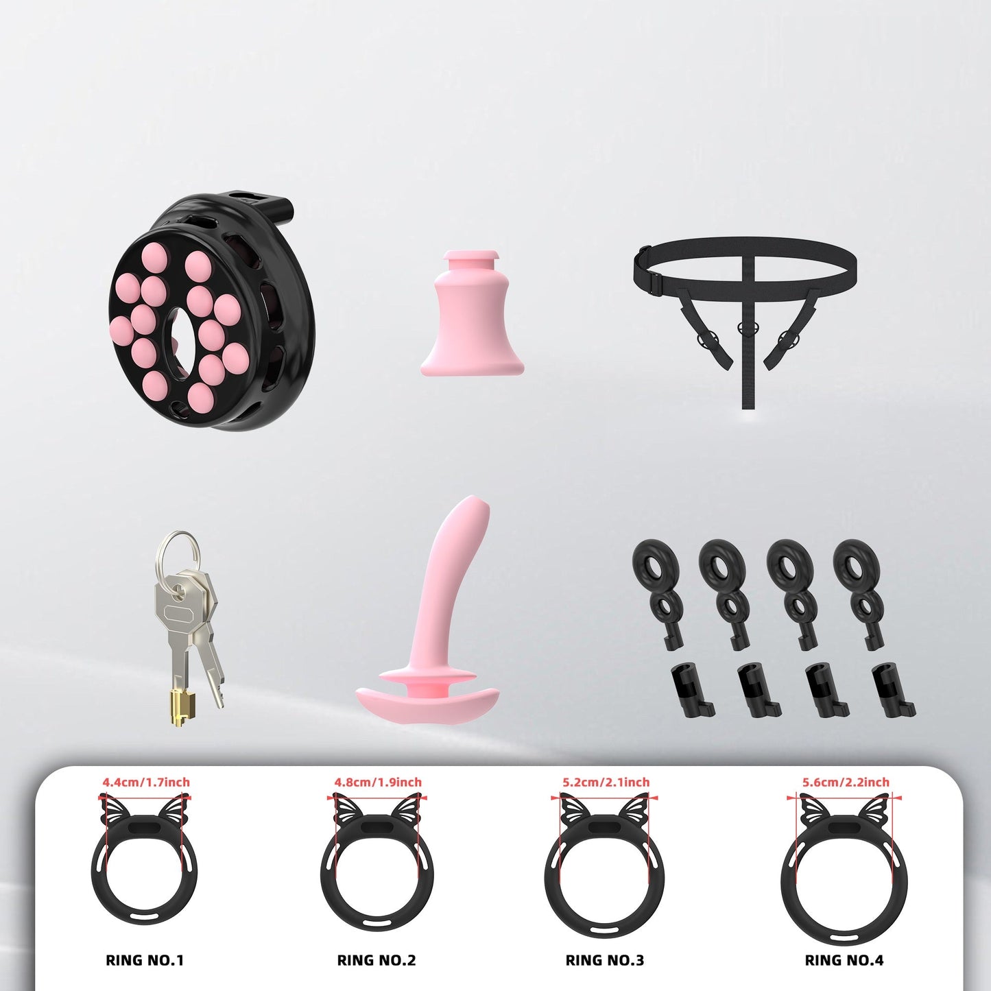 Breathable Panel‌ Chastity Cage With Silicone Rings Chastitycage.cc