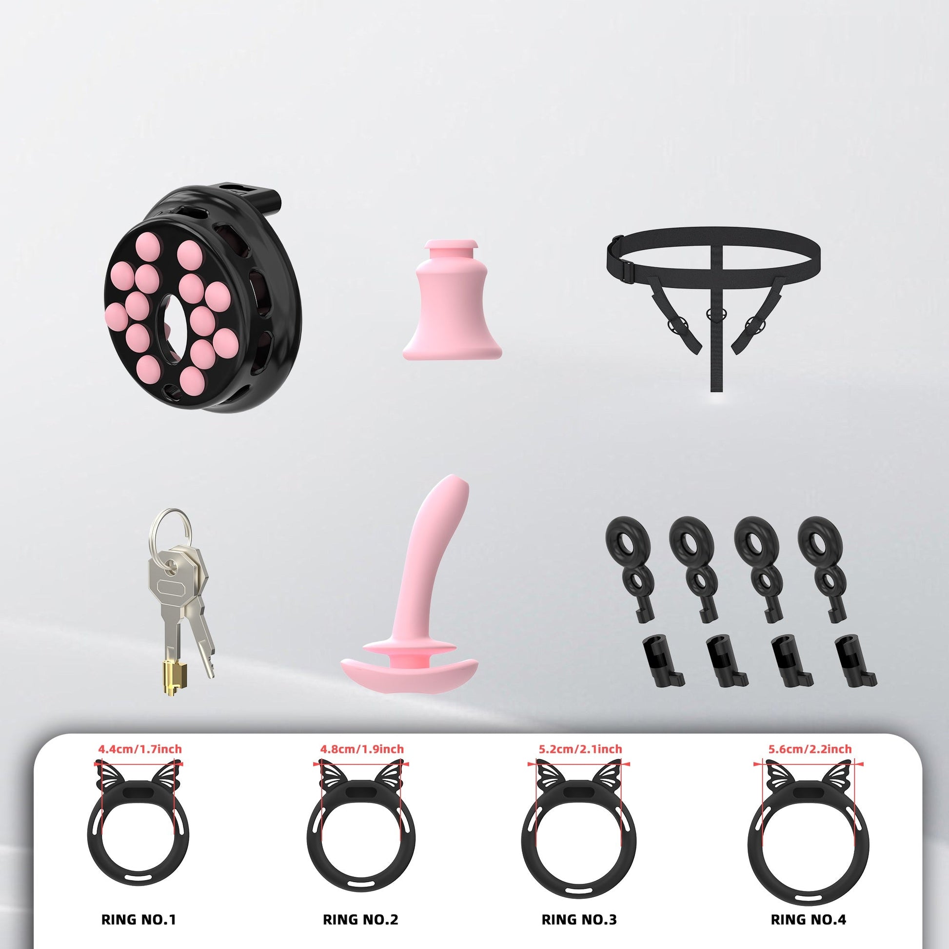 Breathable Panel‌ Chastity Cage With Silicone Rings Chastitycage.cc