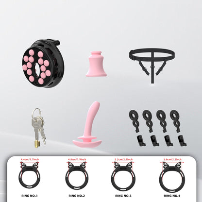 Breathable Panel‌ Chastity Cage With Silicone Rings Chastitycage.cc