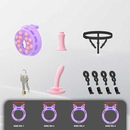 Breathable Panel‌ Chastity Cage With Silicone Rings Chastitycage.cc