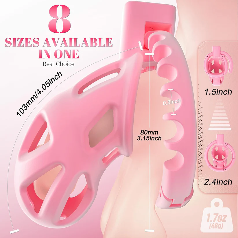 Chastity Cage with 8 Adjustable Cock Ring Chastitycage.cc