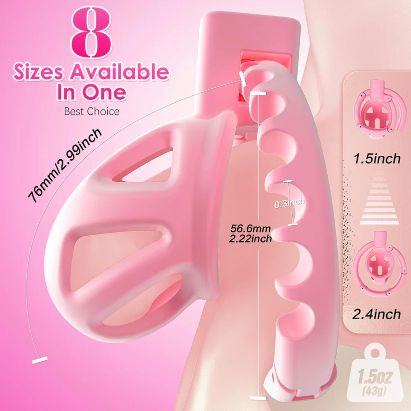 Chastity Cage with 8 Adjustable Cock Ring