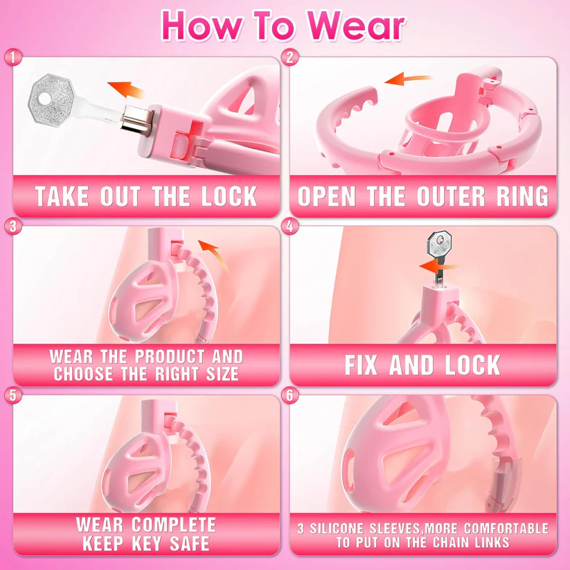 Chastity Cage with 8 Adjustable Cock Ring