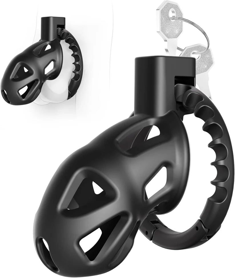Chastity Cage with 8 Adjustable Cock Ring Chastitycage.cc
