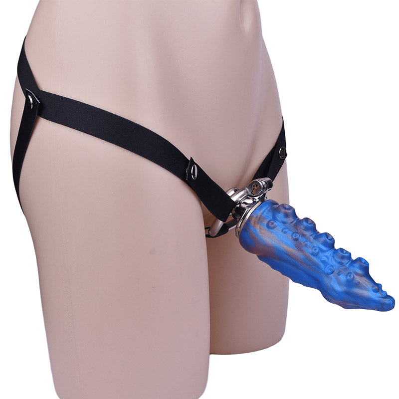 Inverted Chastity Cage - Cock Block Device With Monster Dildo Chastitycage.cc