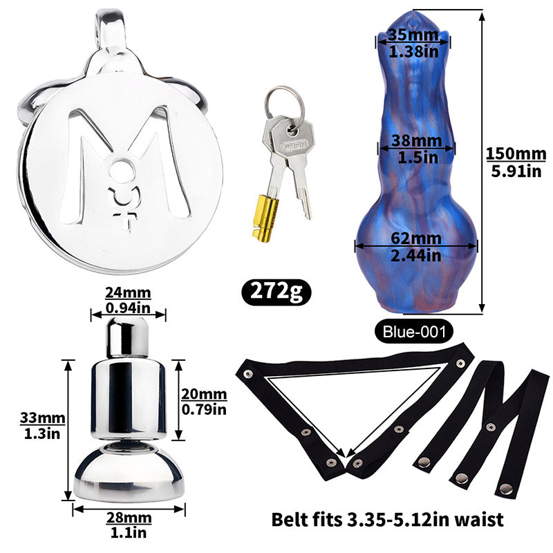 Inverted Chastity Cage - Cock Block Device With Monster Dildo Chastitycage.cc