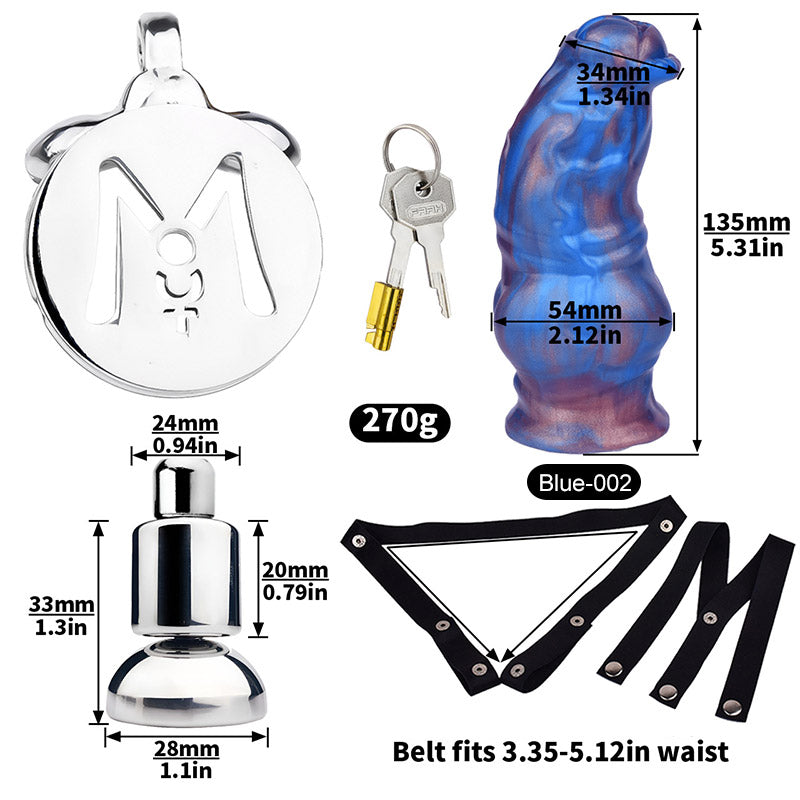 Inverted Chastity Cage - Cock Block Device With Monster Dildo Chastitycage.cc