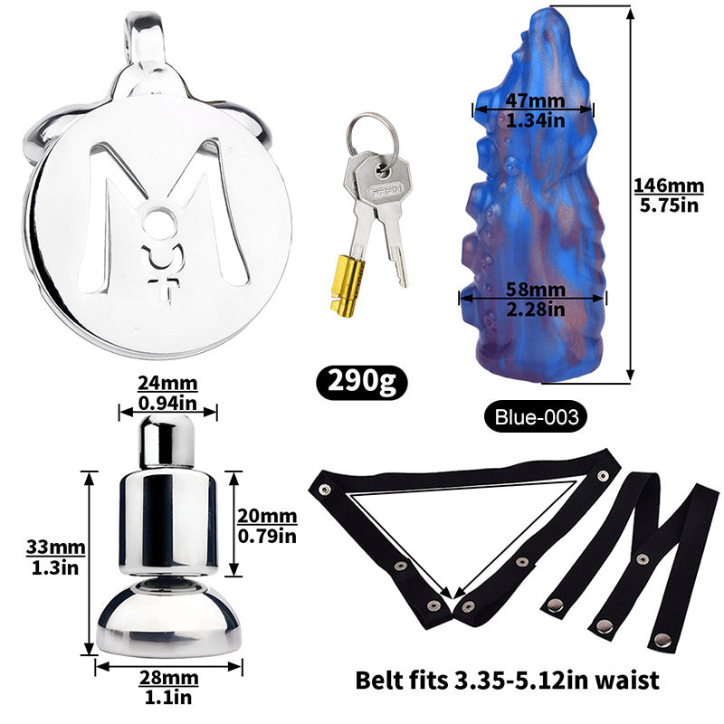 Inverted Chastity Cage - Cock Block Device With Monster Dildo Chastitycage.cc
