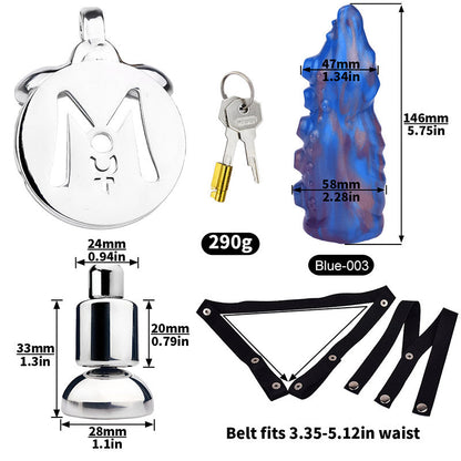 Inverted Chastity Cage - Cock Block Device With Monster Dildo Chastitycage.cc