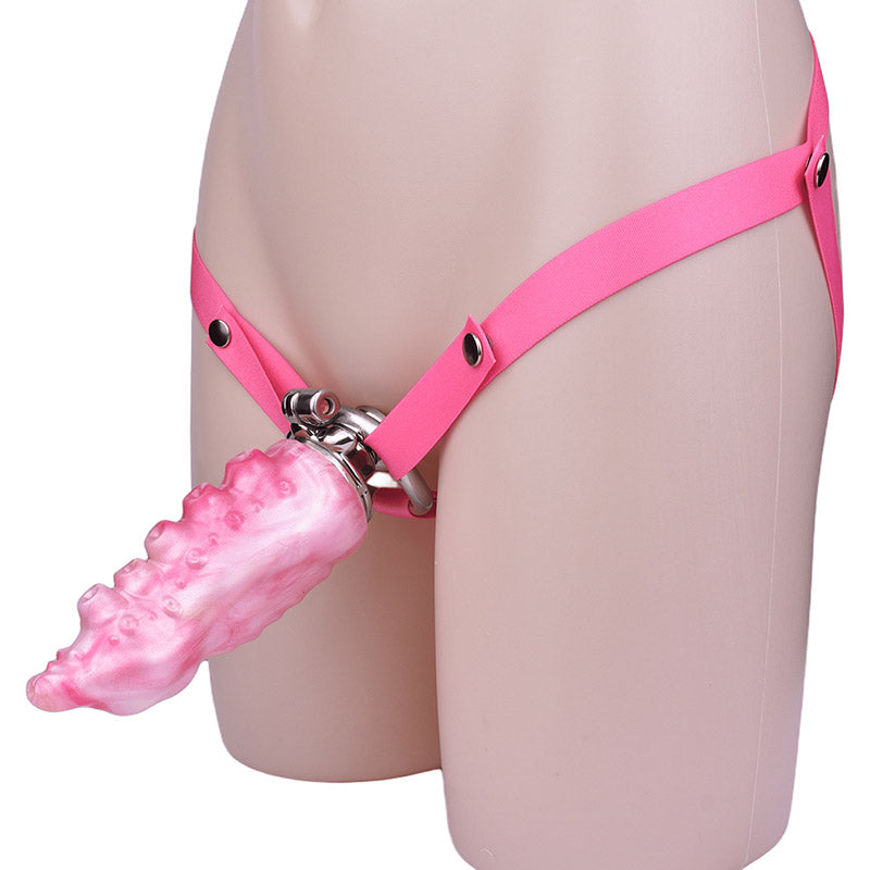 Inverted Chastity Cage - Cock Block Device With Monster Dildo Chastitycage.cc
