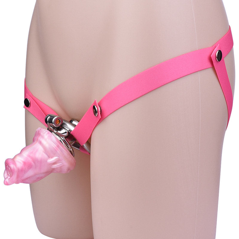 Inverted Chastity Cage - Cock Block Device With Monster Dildo Chastitycage.cc
