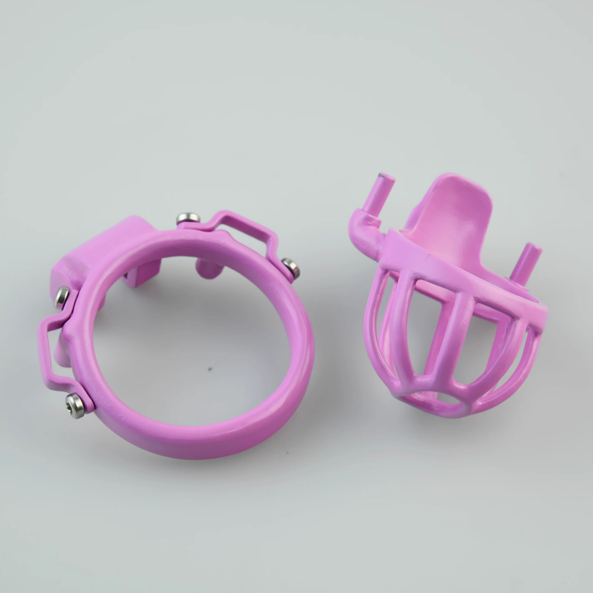 Custom Pink Steel Cock Cage Chastitycage.cc