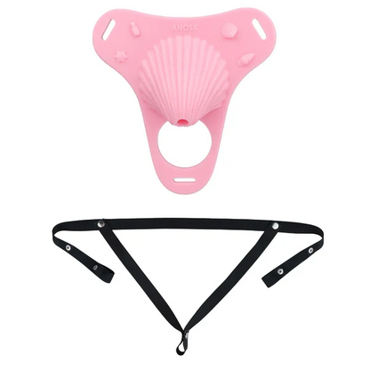 Fantasy Pink Conch Chastity Cage with Belt Chastitycage.cc