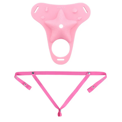 Fantasy Pink Conch Chastity Cage with Belt Chastitycage.cc