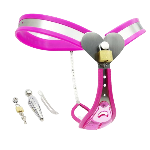 Female Chastity Belt With Pink Transparent Panel Chastitycage.cc