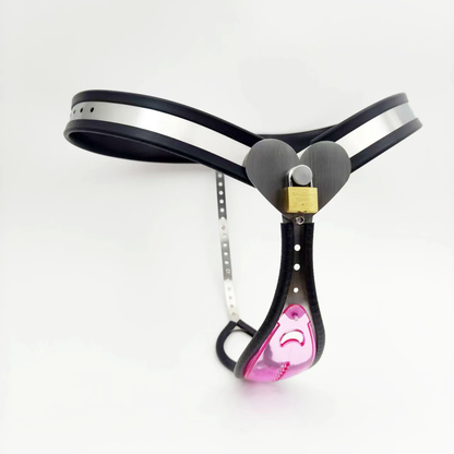Female Chastity Belt With Pink Transparent Panel Chastitycage.cc