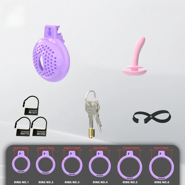 Flat Soft Chastity Cage with 6 Rings