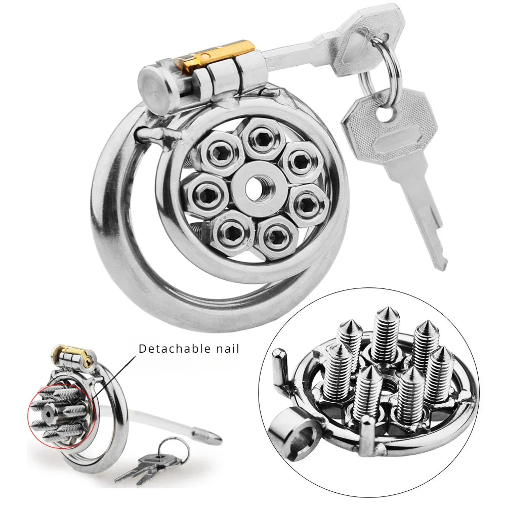 Stianless Steel Cock Cage with Removable Nails