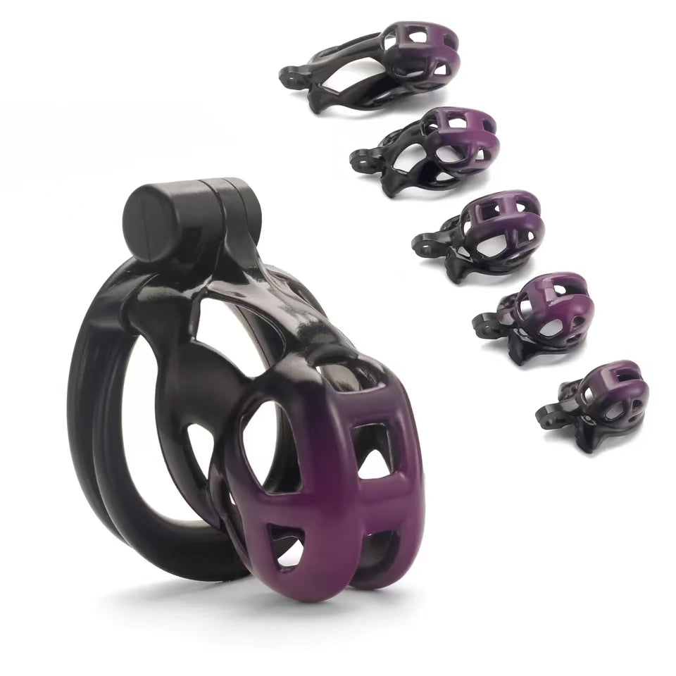 Gradation Black Purple Cobra Chastity Cage Chastitycage.cc