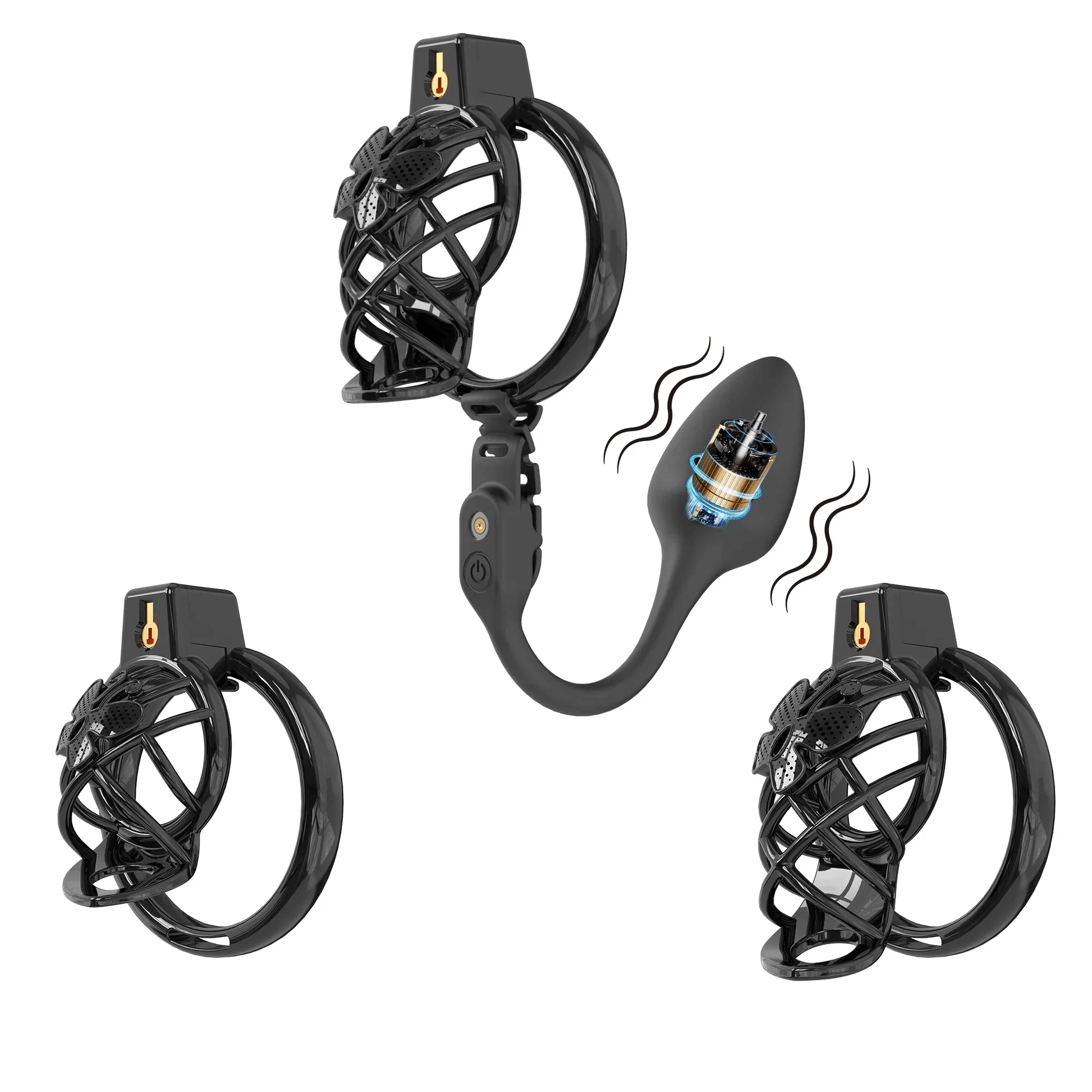 High Heel Cage with Electric Anal Plug Chastitycage.cc