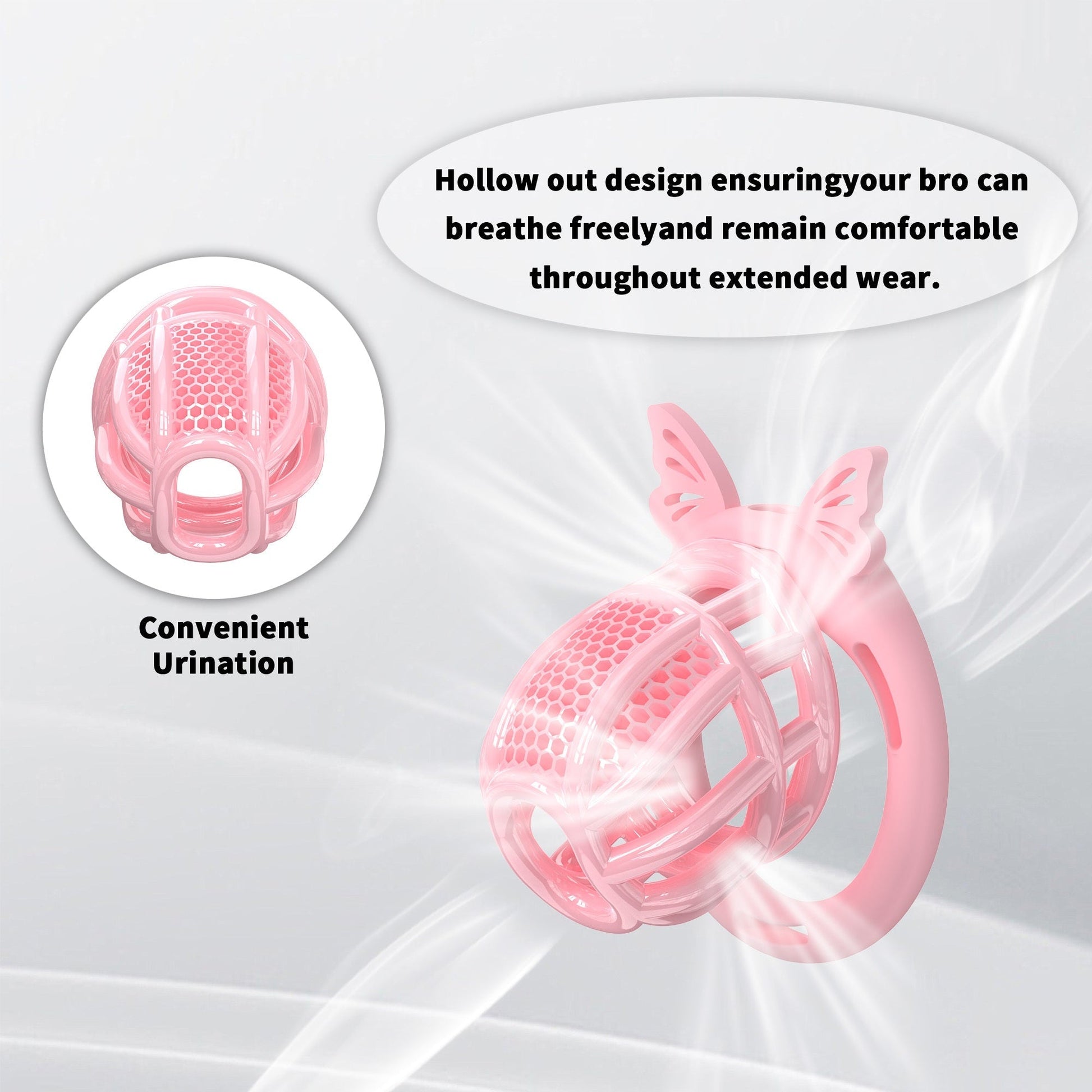 Honeycomb Invisible Chastity Cage With 4 Silicone Rings Chastitycage.cc
