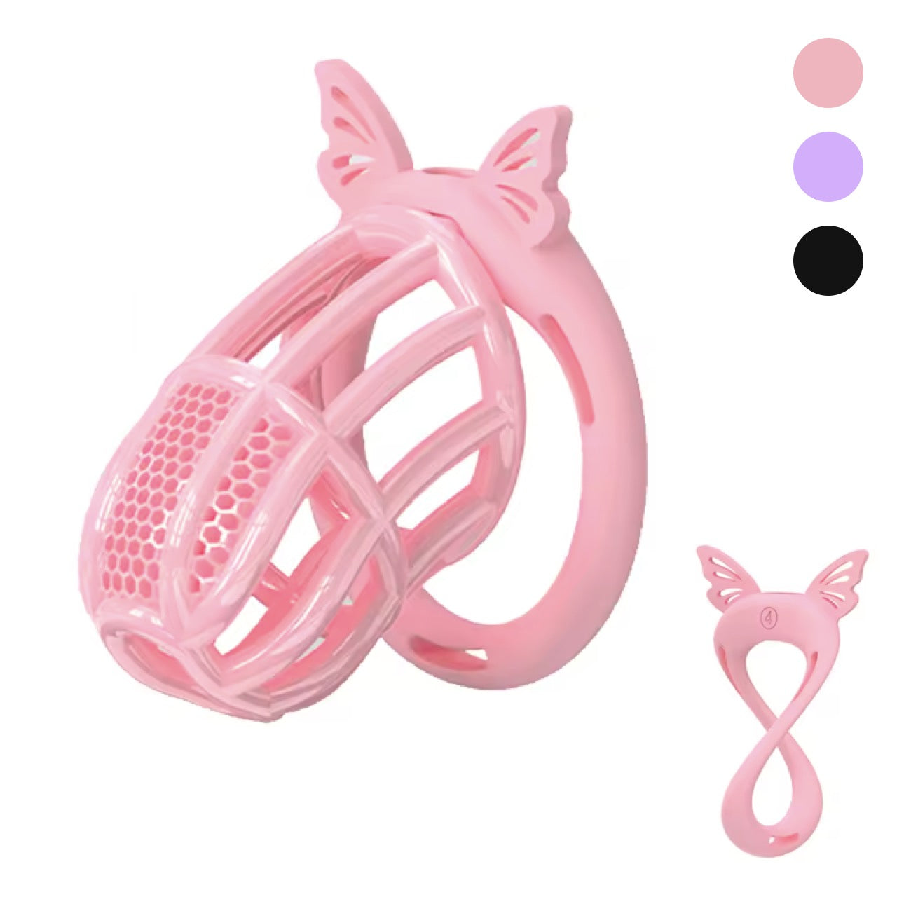 Honeycomb Invisible Chastity Cage With 4 Silicone Rings Chastitycage.cc