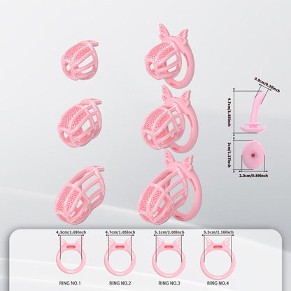Honeycomb Invisible Chastity Cage With 4 Silicone Rings Chastitycage.cc