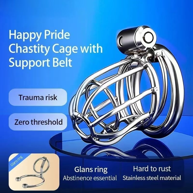 Happy Pride Chastity Cage With Support Chastitycage.cc