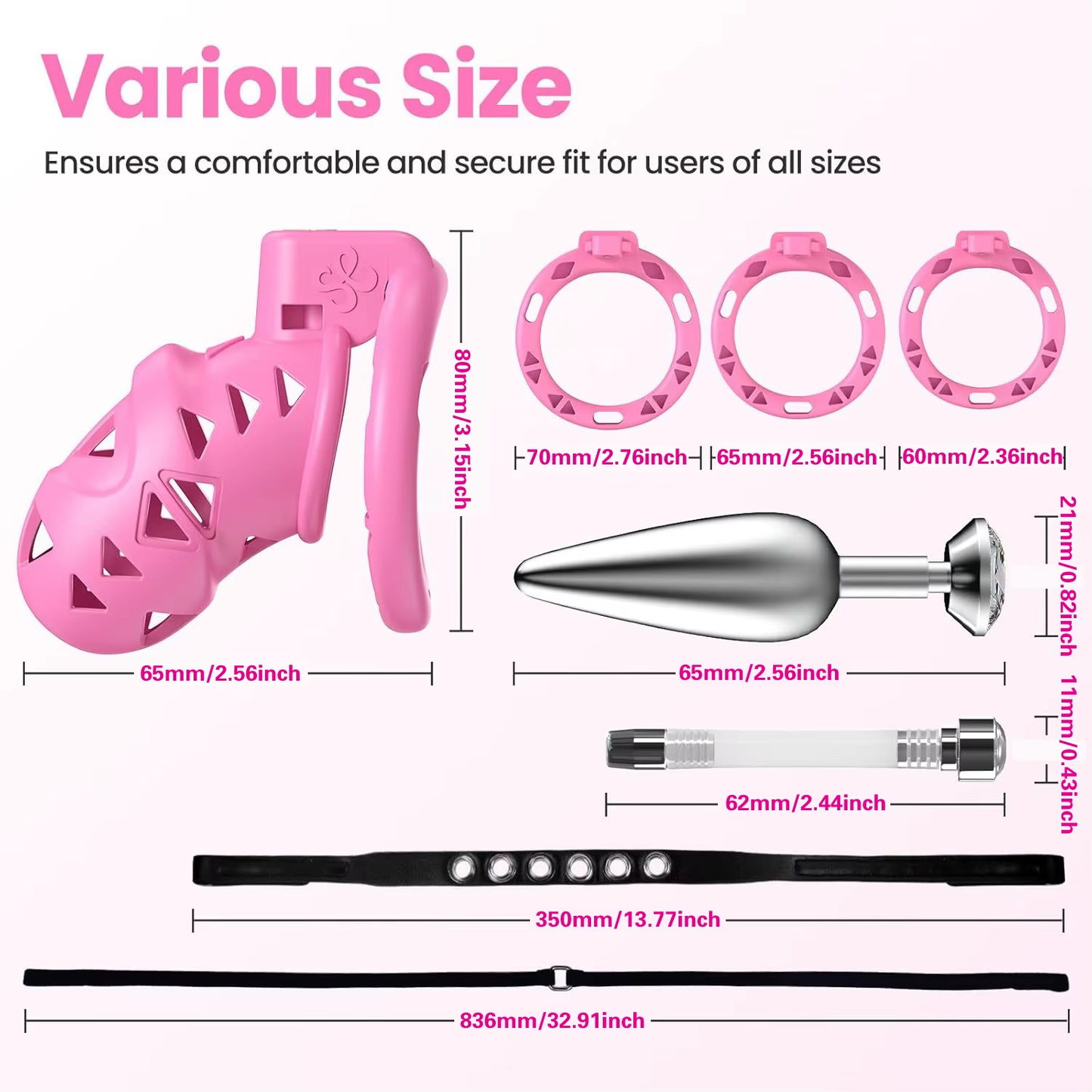 Pink Rattler Chastity Cage with Anal Plug Chastitycage.cc