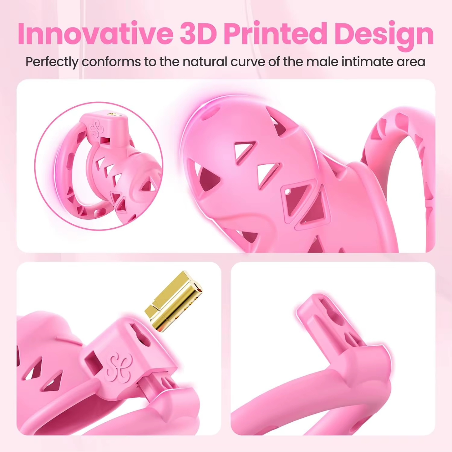 Pink Rattler Chastity Cage with Anal Plug Chastitycage.cc