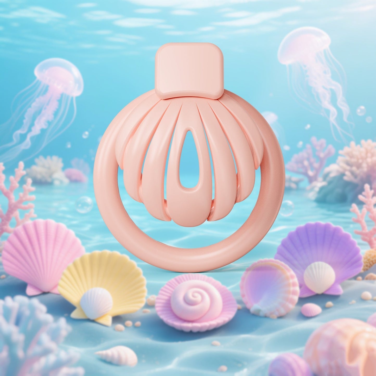 Pink Shell Chastity Cage Chastitycage.cc