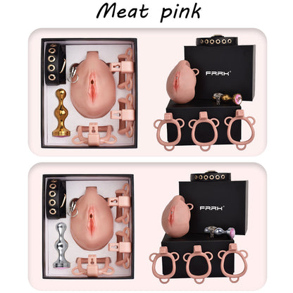 Pussy Chastity Cage With Wearable Butt Plug Chastitycage.cc