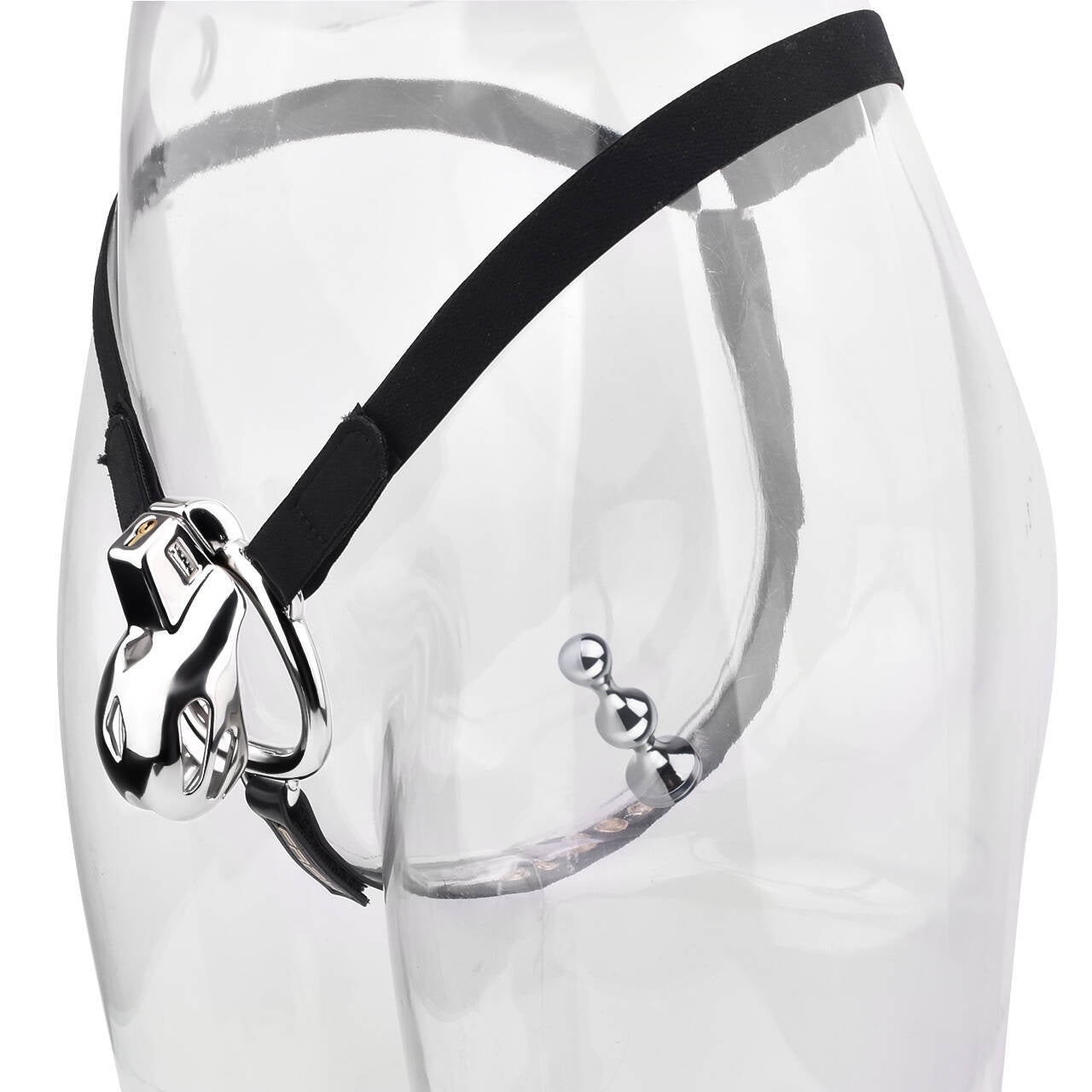 Short Smooth Stainless Steel Cobra Cage with Belt Chastitycage.cc