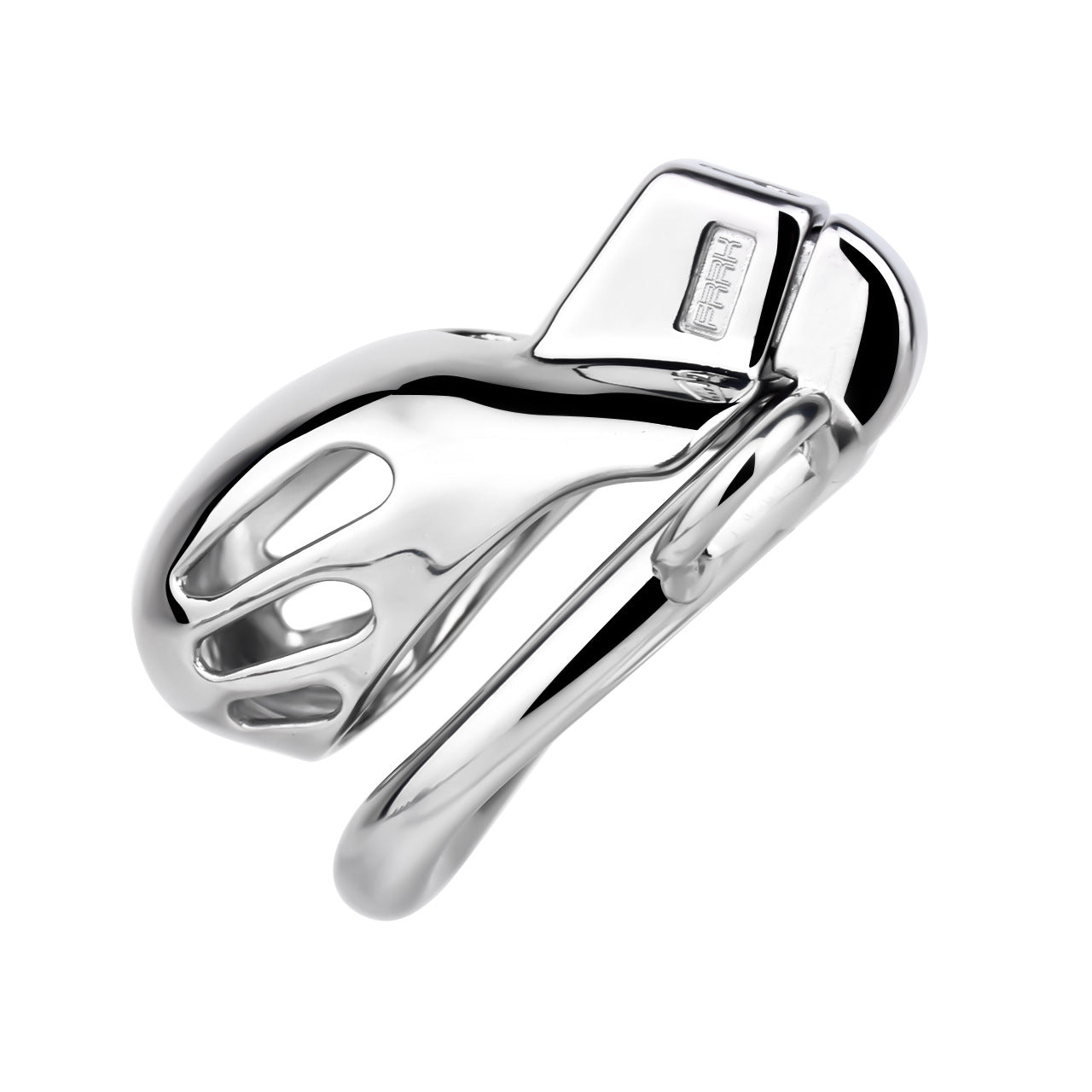 Short Smooth Stainless Steel Cobra Cage with Belt Chastitycage.cc