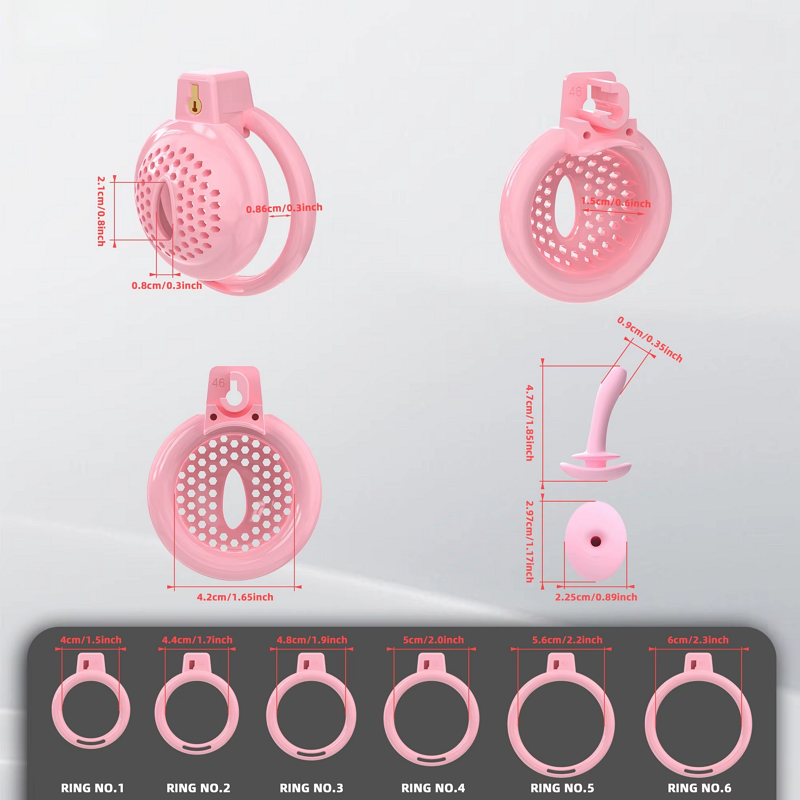 Flat Soft Chastity Cage with 6 Rings