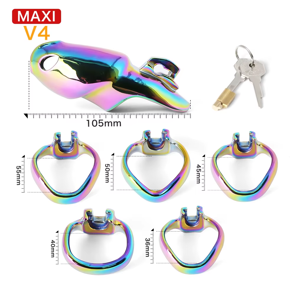 V4 Rainbow Steel Chastity Cage Chastitycage.cc