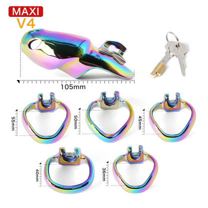 V4 Rainbow Steel Chastity Cage Chastitycage.cc