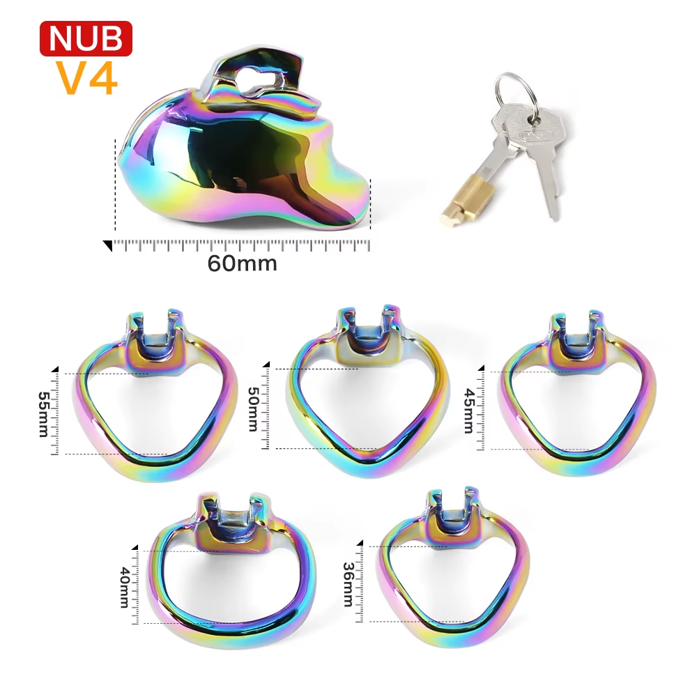 V4 Rainbow Steel Chastity Cage Chastitycage.cc