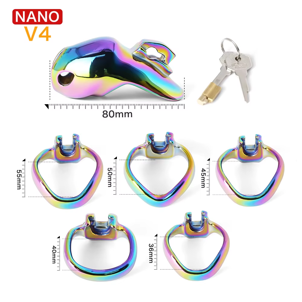 V4 Rainbow Steel Chastity Cage Chastitycage.cc
