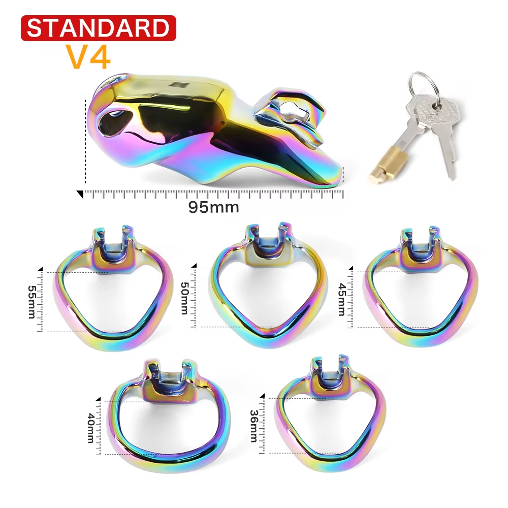 V4 Rainbow Steel Chastity Cage Chastitycage.cc
